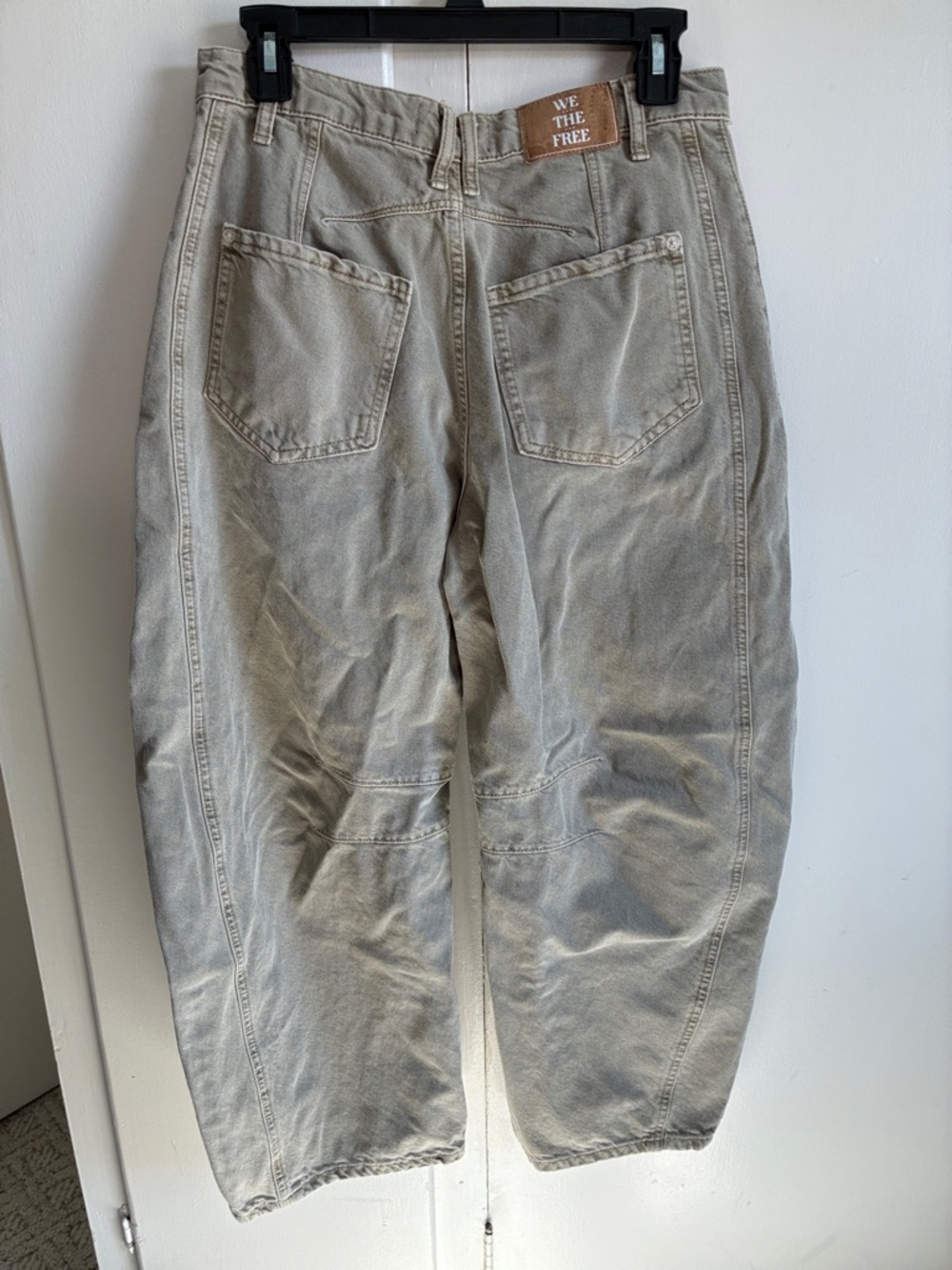 Free People We The Free Taupe Good Luck Mid Rise Barrel Jeans - Picture 10 of 14